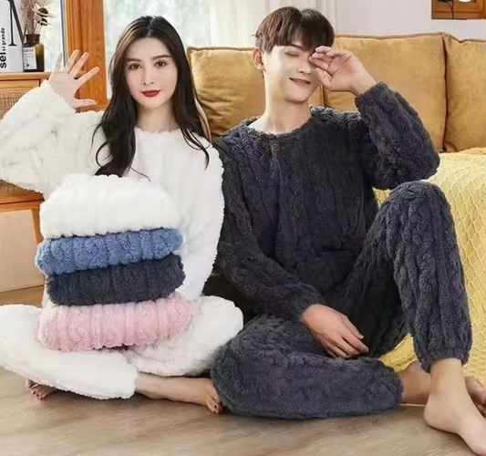 Luxurious Men & Women's Cozy Coral Fleece Pajama Set